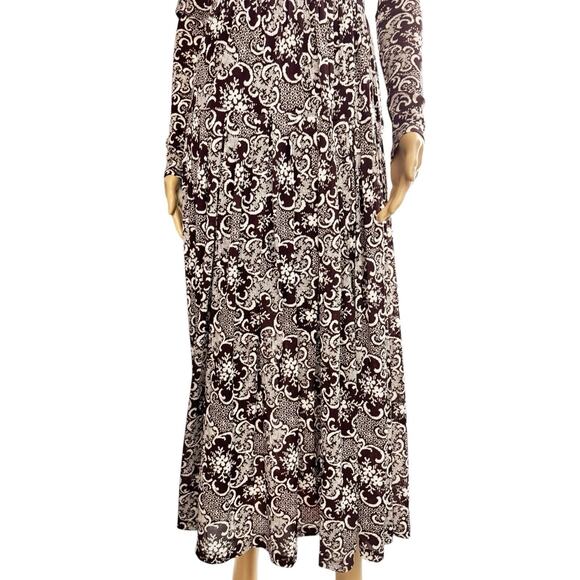 Rebecca Taylor Rochelle Fleur Pleated Maxi Dress Size Small Paisley Raisin Brown - Picture 5 of 11